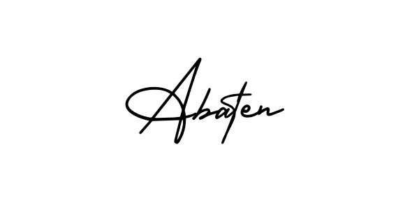 You should practise on your own different ways (AmerikaSignatureDemo-Regular) to write your name (Abaten) in signature. don't let someone else do it for you. Abaten signature style 3 images and pictures png