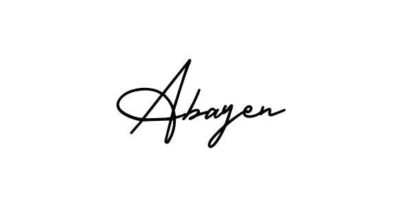 How to make Abayen name signature. Use AmerikaSignatureDemo-Regular style for creating short signs online. This is the latest handwritten sign. Abayen signature style 3 images and pictures png