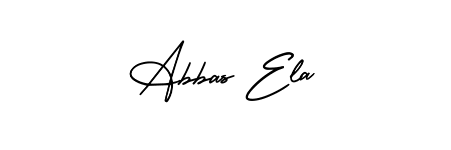 You should practise on your own different ways (AmerikaSignatureDemo-Regular) to write your name (Abbas Ela) in signature. don't let someone else do it for you. Abbas Ela signature style 3 images and pictures png