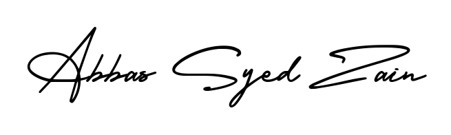 Master the art of signing with Abbas Syed Zain written in fluent AmerikaSignatureDemo-Regular script. A great template to practice and refine your handwriting. Abbas Syed Zain signature style 3 images and pictures png