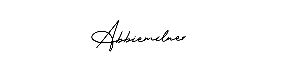 This is the best signature style for the Abbiemilner name. Also you like these signature font (AmerikaSignatureDemo-Regular). Mix name signature. Abbiemilner signature style 3 images and pictures png