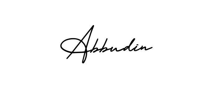 How to make Abbudin name signature. Use AmerikaSignatureDemo-Regular style for creating short signs online. This is the latest handwritten sign. Abbudin signature style 3 images and pictures png