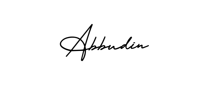 It looks lik you need a new signature style for name Abbudin. Design unique handwritten (AmerikaSignatureDemo-Regular) signature with our free signature maker in just a few clicks. Abbudin signature style 3 images and pictures png