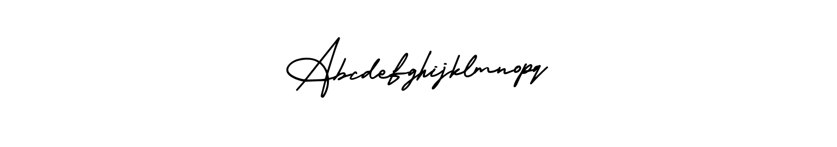 How to make Abcdefghijklmnopq name signature. Use AmerikaSignatureDemo-Regular style for creating short signs online. This is the latest handwritten sign. Abcdefghijklmnopq signature style 3 images and pictures png