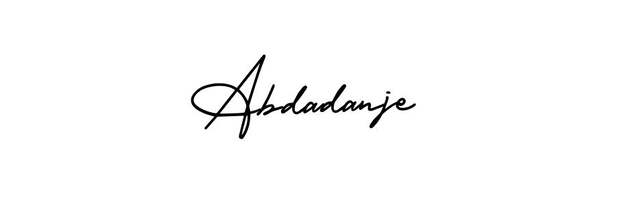 How to make Abdadanje name signature. Use AmerikaSignatureDemo-Regular style for creating short signs online. This is the latest handwritten sign. Abdadanje signature style 3 images and pictures png