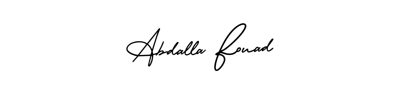 You should practise on your own different ways (AmerikaSignatureDemo-Regular) to write your name (Abdalla Fouad) in signature. don't let someone else do it for you. Abdalla Fouad signature style 3 images and pictures png