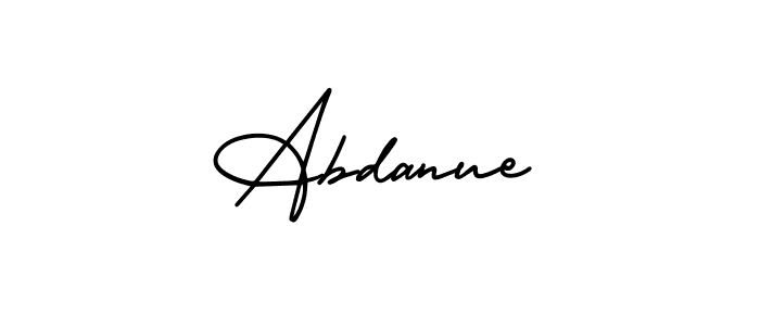 The best way (AmerikaSignatureDemo-Regular) to make a short signature is to pick only two or three words in your name. The name Abdanue include a total of six letters. For converting this name. Abdanue signature style 3 images and pictures png