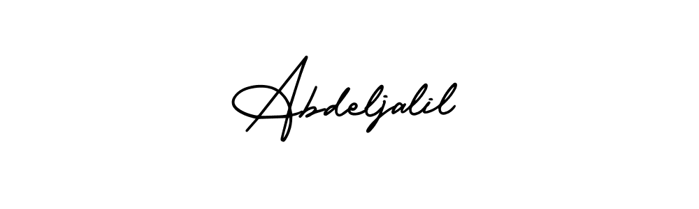 This is the best signature style for the Abdeljalil name. Also you like these signature font (AmerikaSignatureDemo-Regular). Mix name signature. Abdeljalil signature style 3 images and pictures png