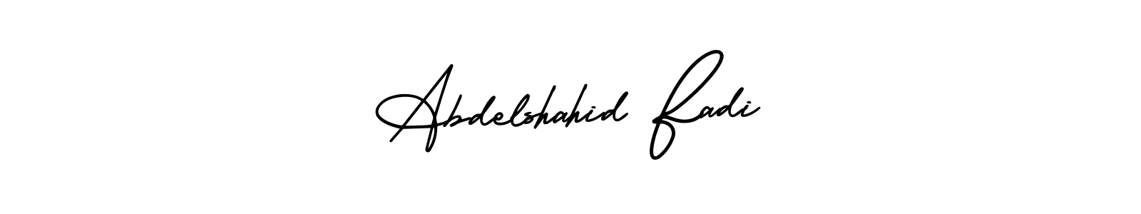 You should practise on your own different ways (AmerikaSignatureDemo-Regular) to write your name (Abdelshahid Fadi) in signature. don't let someone else do it for you. Abdelshahid Fadi signature style 3 images and pictures png