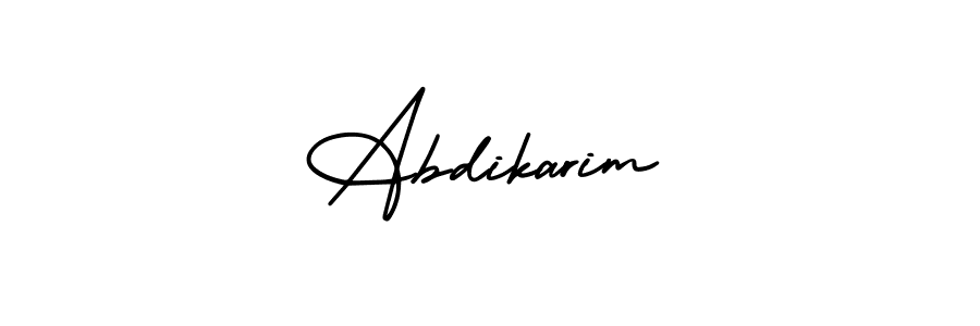 How to make Abdikarim name signature. Use AmerikaSignatureDemo-Regular style for creating short signs online. This is the latest handwritten sign. Abdikarim signature style 3 images and pictures png