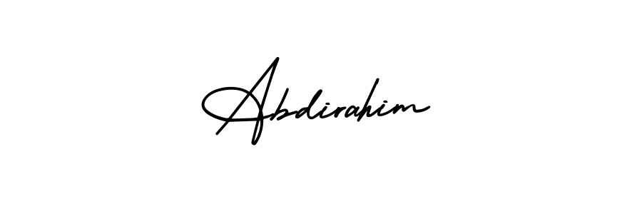 The best way (AmerikaSignatureDemo-Regular) to make a short signature is to pick only two or three words in your name. The name Abdirahim include a total of six letters. For converting this name. Abdirahim signature style 3 images and pictures png