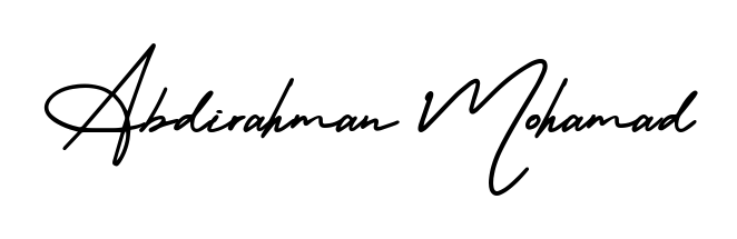 Quickly download Abdirahman Mohamad name signature in high-resolution PNG using AmerikaSignatureDemo-Regular style. Ready to insert into PDFs and online applications. Abdirahman Mohamad signature style 3 images and pictures png