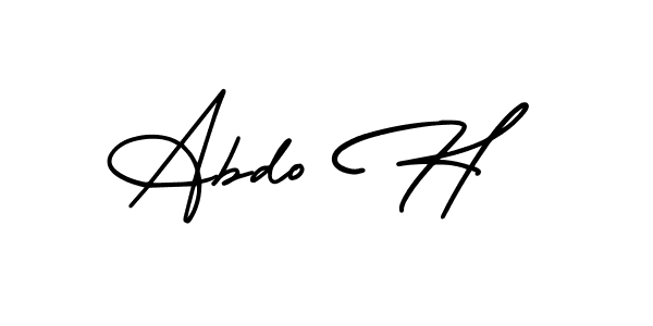 You should practise on your own different ways (AmerikaSignatureDemo-Regular) to write your name (Abdo H) in signature. don't let someone else do it for you. Abdo H signature style 3 images and pictures png