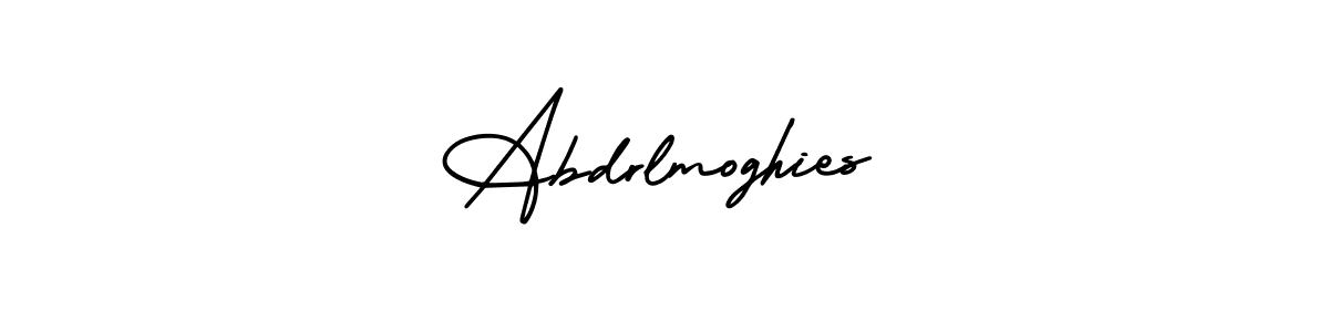 The best way (AmerikaSignatureDemo-Regular) to make a short signature is to pick only two or three words in your name. The name Abdrlmoghies include a total of six letters. For converting this name. Abdrlmoghies signature style 3 images and pictures png