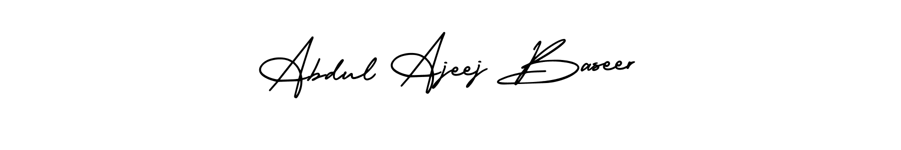 The best way (AmerikaSignatureDemo-Regular) to make a short signature is to pick only two or three words in your name. The name Abdul Ajeej Baseer include a total of six letters. For converting this name. Abdul Ajeej Baseer signature style 3 images and pictures png