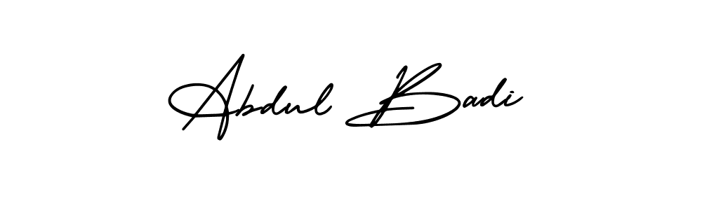 How to make Abdul Badi name signature. Use AmerikaSignatureDemo-Regular style for creating short signs online. This is the latest handwritten sign. Abdul Badi signature style 3 images and pictures png