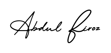 A sleek calligraphic signature for name Abdul Firoz utilizing AmerikaSignatureDemo-Regular styling. Great for adding personal signatures to photos and art. Abdul Firoz signature style 3 images and pictures png
