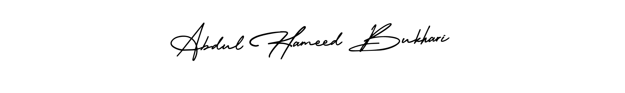 AmerikaSignatureDemo-Regular is a professional signature style that is perfect for those who want to add a touch of class to their signature. It is also a great choice for those who want to make their signature more unique. Get Abdul Hameed Bukhari name to fancy signature for free. Abdul Hameed Bukhari signature style 3 images and pictures png