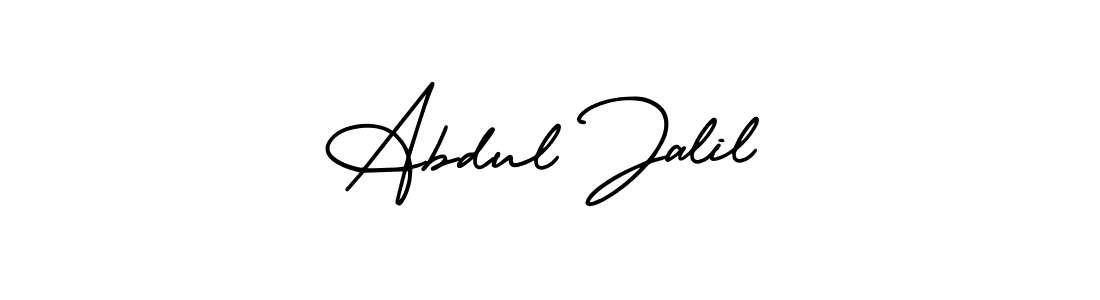 The best way (AmerikaSignatureDemo-Regular) to make a short signature is to pick only two or three words in your name. The name Abdul Jalil include a total of six letters. For converting this name. Abdul Jalil signature style 3 images and pictures png