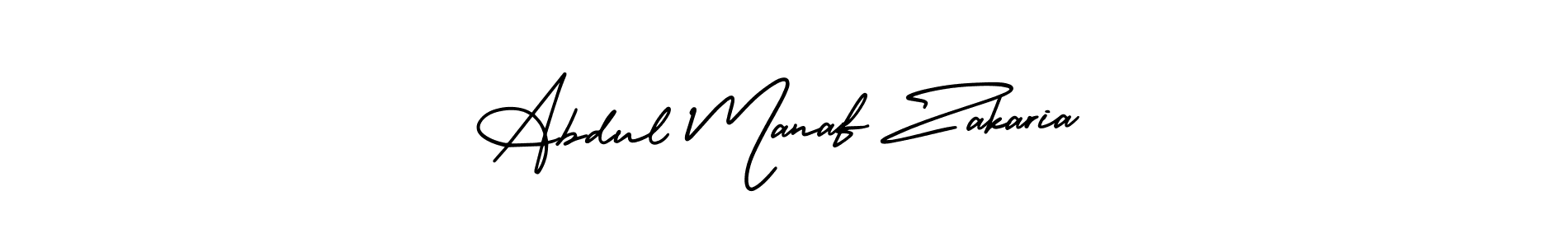 The best way (AmerikaSignatureDemo-Regular) to make a short signature is to pick only two or three words in your name. The name Abdul Manaf Zakaria include a total of six letters. For converting this name. Abdul Manaf Zakaria signature style 3 images and pictures png