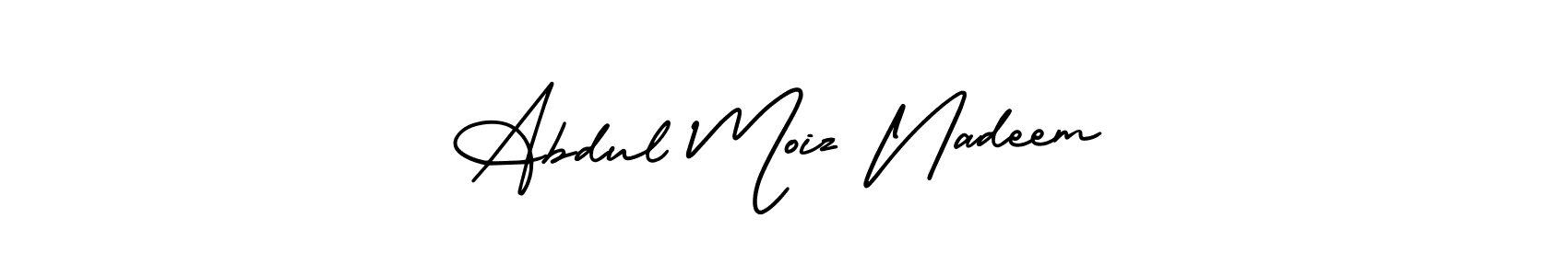 The best way (AmerikaSignatureDemo-Regular) to make a short signature is to pick only two or three words in your name. The name Abdul Moiz Nadeem include a total of six letters. For converting this name. Abdul Moiz Nadeem signature style 3 images and pictures png