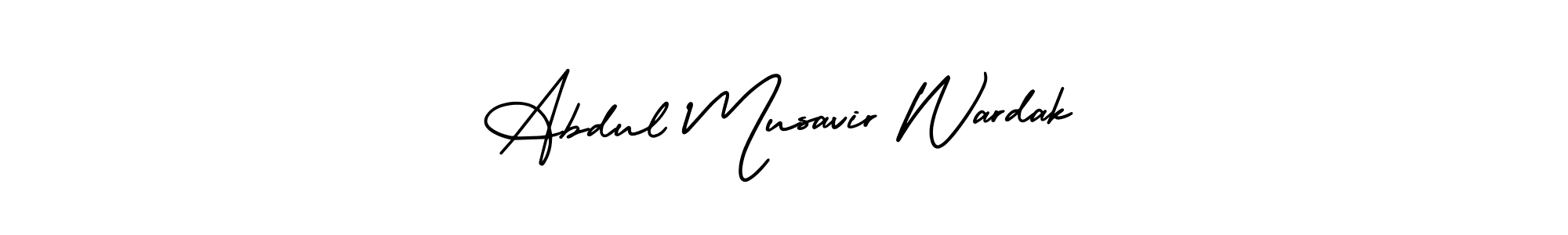 The best way (AmerikaSignatureDemo-Regular) to make a short signature is to pick only two or three words in your name. The name Abdul Musavir Wardak include a total of six letters. For converting this name. Abdul Musavir Wardak signature style 3 images and pictures png