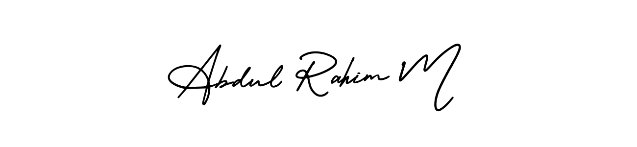 You should practise on your own different ways (AmerikaSignatureDemo-Regular) to write your name (Abdul Rahim M) in signature. don't let someone else do it for you. Abdul Rahim M signature style 3 images and pictures png