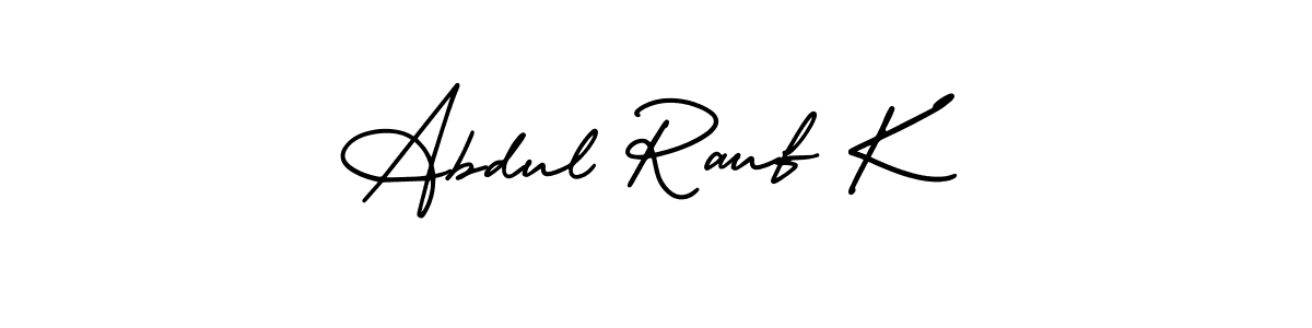 Design your own signature with our free online signature maker. With this signature software, you can create a handwritten (AmerikaSignatureDemo-Regular) signature for name Abdul Rauf K. Abdul Rauf K signature style 3 images and pictures png