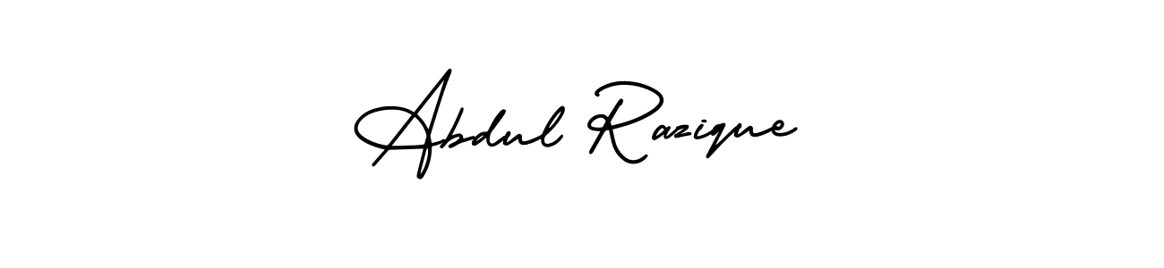 How to make Abdul Razique name signature. Use AmerikaSignatureDemo-Regular style for creating short signs online. This is the latest handwritten sign. Abdul Razique signature style 3 images and pictures png