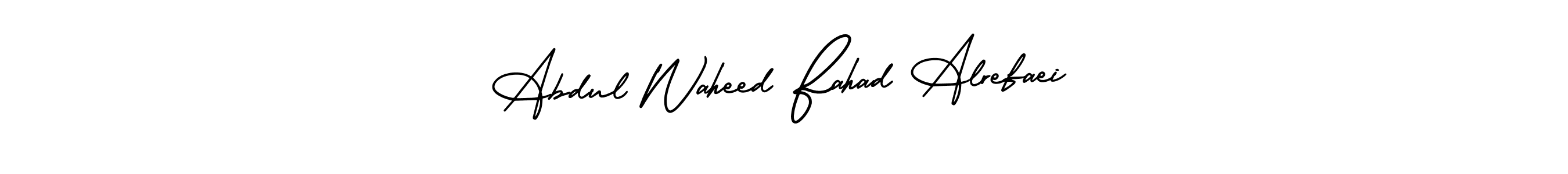 The best way (AmerikaSignatureDemo-Regular) to make a short signature is to pick only two or three words in your name. The name Abdul Waheed Fahad Alrefaei include a total of six letters. For converting this name. Abdul Waheed Fahad Alrefaei signature style 3 images and pictures png