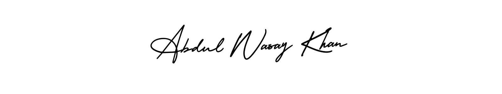 This is the best signature style for the Abdul Wasay Khan name. Also you like these signature font (AmerikaSignatureDemo-Regular). Mix name signature. Abdul Wasay Khan signature style 3 images and pictures png