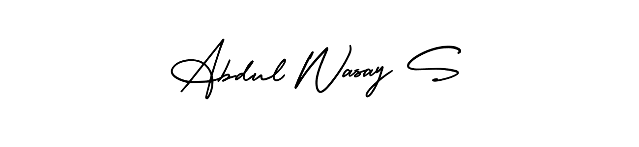 You should practise on your own different ways (AmerikaSignatureDemo-Regular) to write your name (Abdul Wasay S) in signature. don't let someone else do it for you. Abdul Wasay S signature style 3 images and pictures png