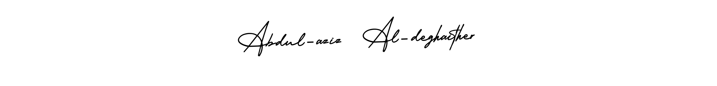 Check out images of Autograph of Abdul-aziz  Al-deghaither name. Actor Abdul-aziz  Al-deghaither Signature Style. AmerikaSignatureDemo-Regular is a professional sign style online. Abdul-aziz  Al-deghaither signature style 3 images and pictures png