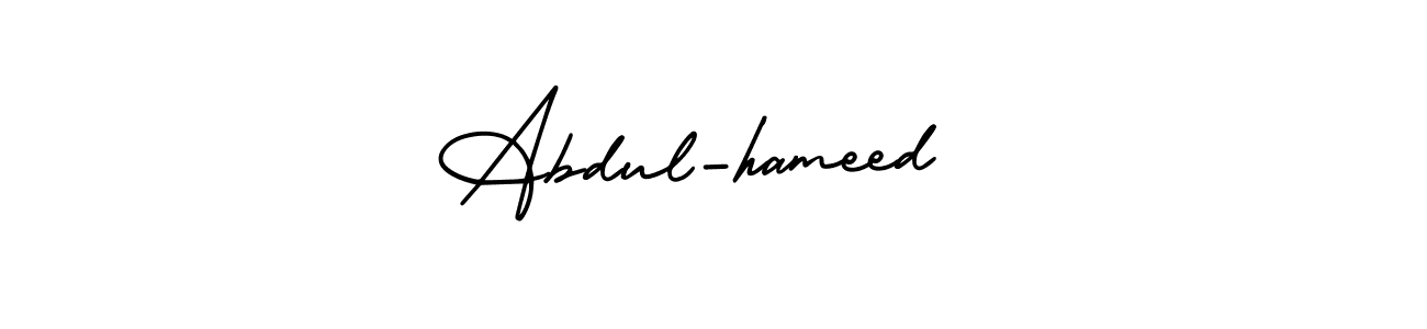 You should practise on your own different ways (AmerikaSignatureDemo-Regular) to write your name (Abdul-hameed ) in signature. don't let someone else do it for you. Abdul-hameed  signature style 3 images and pictures png