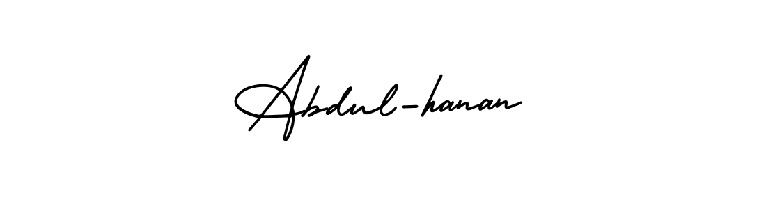 How to make Abdul-hanan name signature. Use AmerikaSignatureDemo-Regular style for creating short signs online. This is the latest handwritten sign. Abdul-hanan signature style 3 images and pictures png