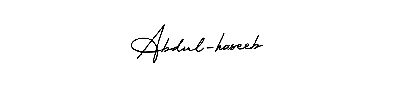 This is the best signature style for the Abdul-haseeb  name. Also you like these signature font (AmerikaSignatureDemo-Regular). Mix name signature. Abdul-haseeb  signature style 3 images and pictures png