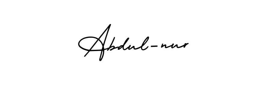 How to make Abdul-nur name signature. Use AmerikaSignatureDemo-Regular style for creating short signs online. This is the latest handwritten sign. Abdul-nur signature style 3 images and pictures png