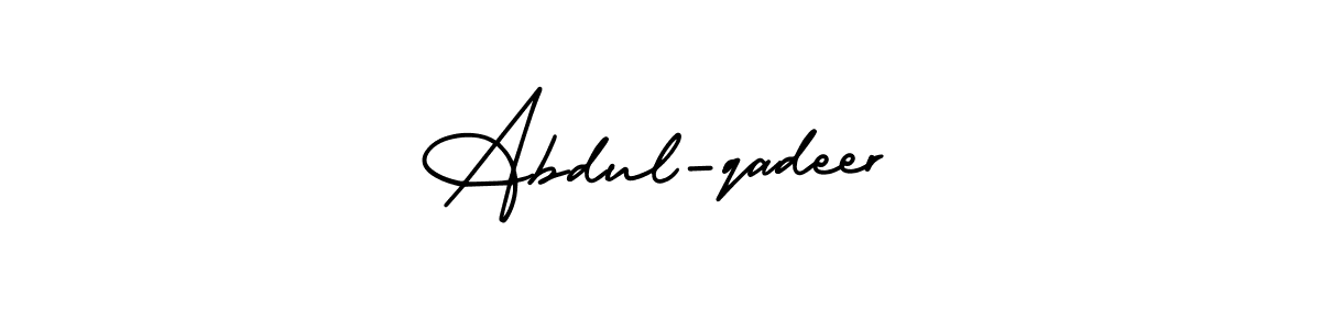 This is the best signature style for the Abdul-qadeer name. Also you like these signature font (AmerikaSignatureDemo-Regular). Mix name signature. Abdul-qadeer signature style 3 images and pictures png