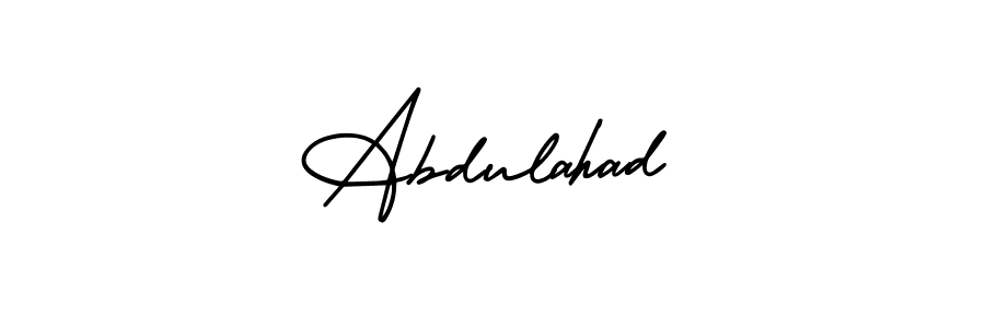 The best way (AmerikaSignatureDemo-Regular) to make a short signature is to pick only two or three words in your name. The name Abdulahad include a total of six letters. For converting this name. Abdulahad signature style 3 images and pictures png