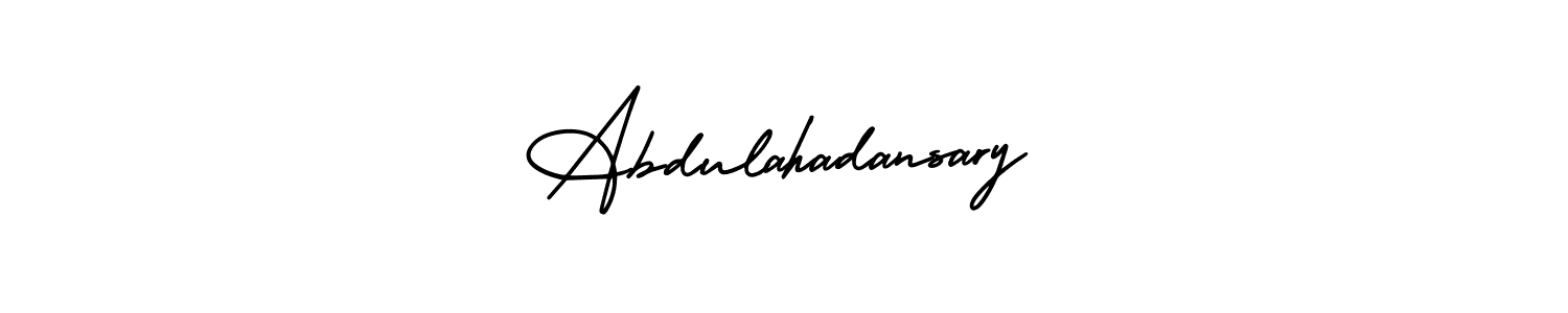The best way (AmerikaSignatureDemo-Regular) to make a short signature is to pick only two or three words in your name. The name Abdulahadansary include a total of six letters. For converting this name. Abdulahadansary signature style 3 images and pictures png