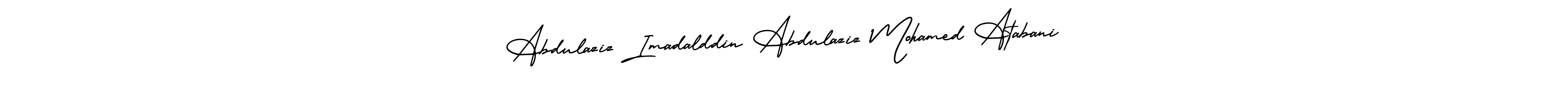 You should practise on your own different ways (AmerikaSignatureDemo-Regular) to write your name (Abdulaziz Imadalddin Abdulaziz Mohamed Atabani) in signature. don't let someone else do it for you. Abdulaziz Imadalddin Abdulaziz Mohamed Atabani signature style 3 images and pictures png