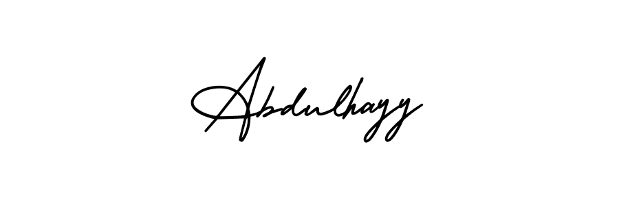 Use a signature maker to create a handwritten signature online. With this signature software, you can design (AmerikaSignatureDemo-Regular) your own signature for name Abdulhayy. Abdulhayy signature style 3 images and pictures png