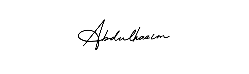 The best way (AmerikaSignatureDemo-Regular) to make a short signature is to pick only two or three words in your name. The name Abdulhazim include a total of six letters. For converting this name. Abdulhazim signature style 3 images and pictures png
