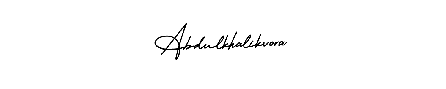 The best way (AmerikaSignatureDemo-Regular) to make a short signature is to pick only two or three words in your name. The name Abdulkhalikvora include a total of six letters. For converting this name. Abdulkhalikvora signature style 3 images and pictures png