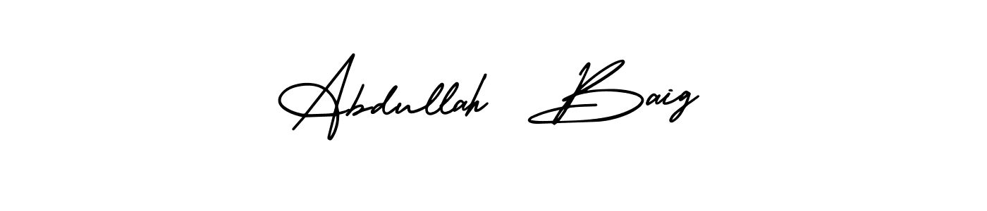 You should practise on your own different ways (AmerikaSignatureDemo-Regular) to write your name (Abdullah  Baig) in signature. don't let someone else do it for you. Abdullah  Baig signature style 3 images and pictures png