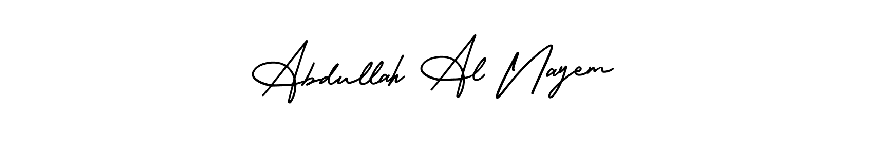 The best way (AmerikaSignatureDemo-Regular) to make a short signature is to pick only two or three words in your name. The name Abdullah Al Nayem include a total of six letters. For converting this name. Abdullah Al Nayem signature style 3 images and pictures png