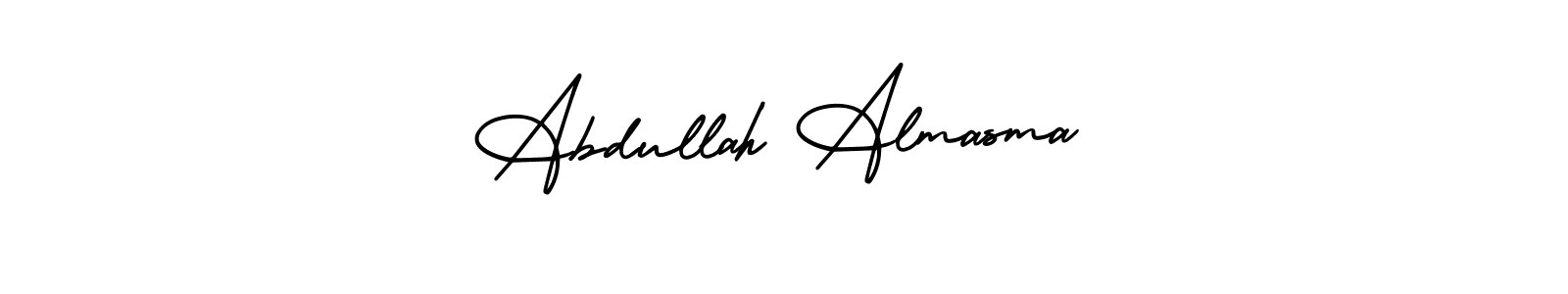 You should practise on your own different ways (AmerikaSignatureDemo-Regular) to write your name (Abdullah Almasma) in signature. don't let someone else do it for you. Abdullah Almasma signature style 3 images and pictures png