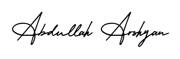 Practice writing Abdullah Arshyan with the flow of AmerikaSignatureDemo-Regular lettering. A fantastic source of inspiration for developing your personal signature style. Abdullah Arshyan signature style 3 images and pictures png