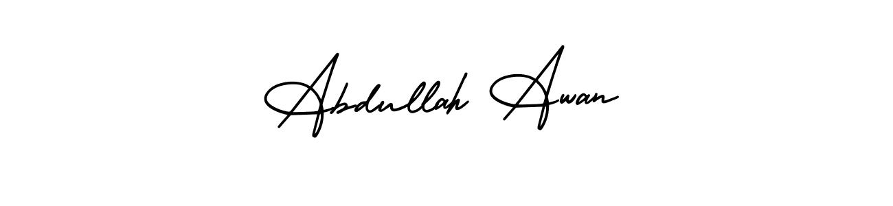 You should practise on your own different ways (AmerikaSignatureDemo-Regular) to write your name (Abdullah Awan) in signature. don't let someone else do it for you. Abdullah Awan signature style 3 images and pictures png