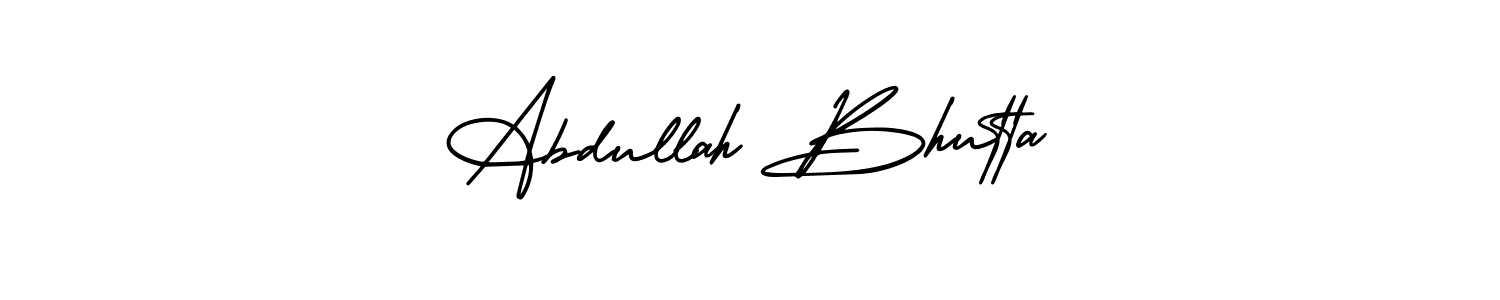 The best way (AmerikaSignatureDemo-Regular) to make a short signature is to pick only two or three words in your name. The name Abdullah Bhutta include a total of six letters. For converting this name. Abdullah Bhutta signature style 3 images and pictures png